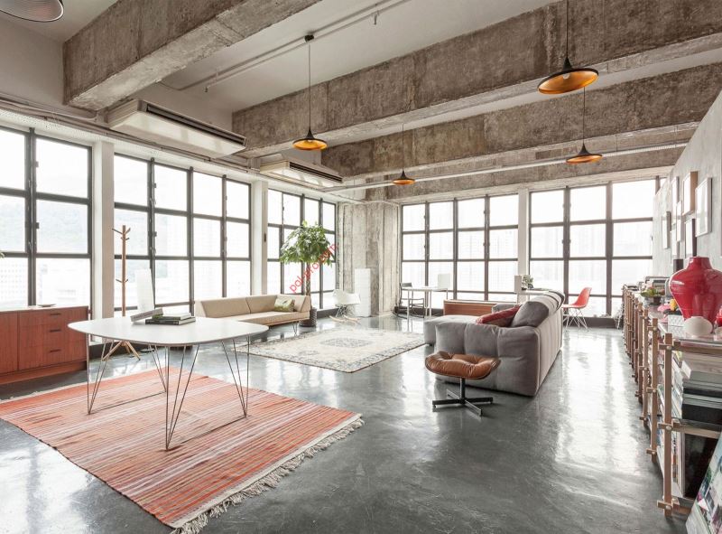 Gray concrete in a loft style interior