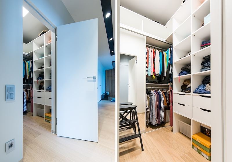 Organisation der Garderobe im Flur eines Privathauses