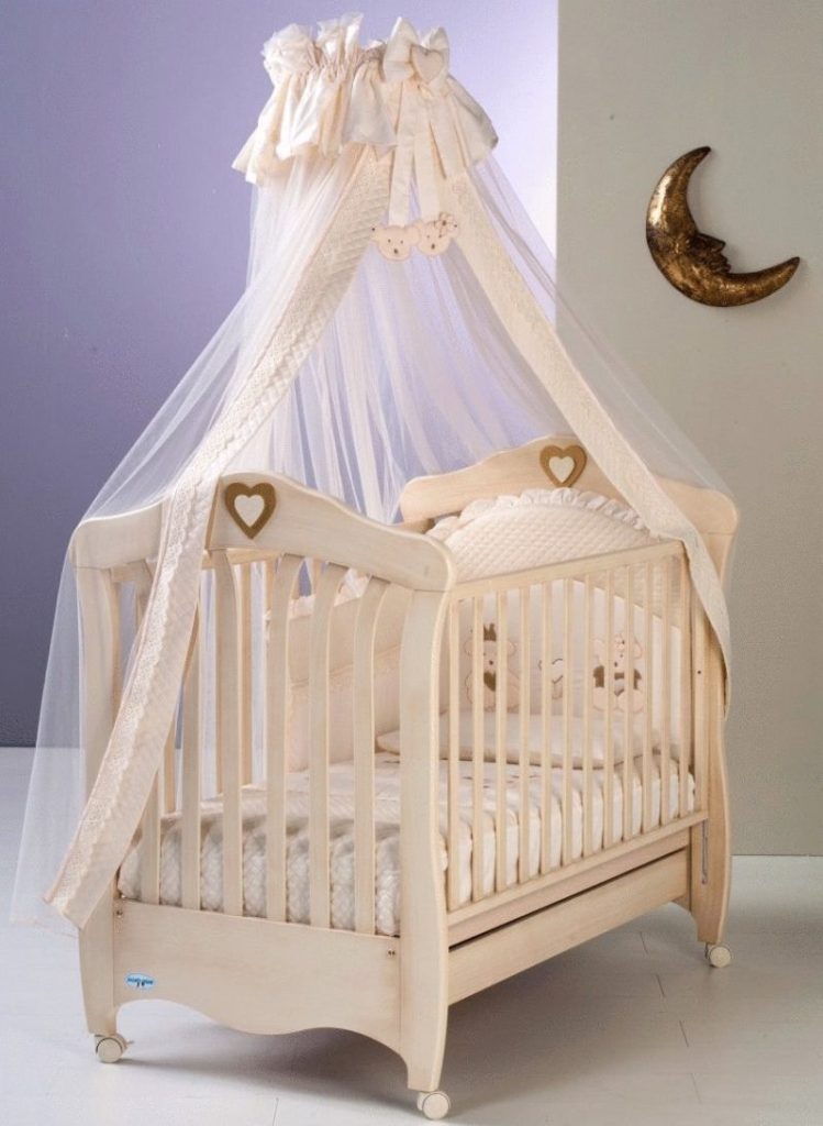 Cream-colored canopy bed