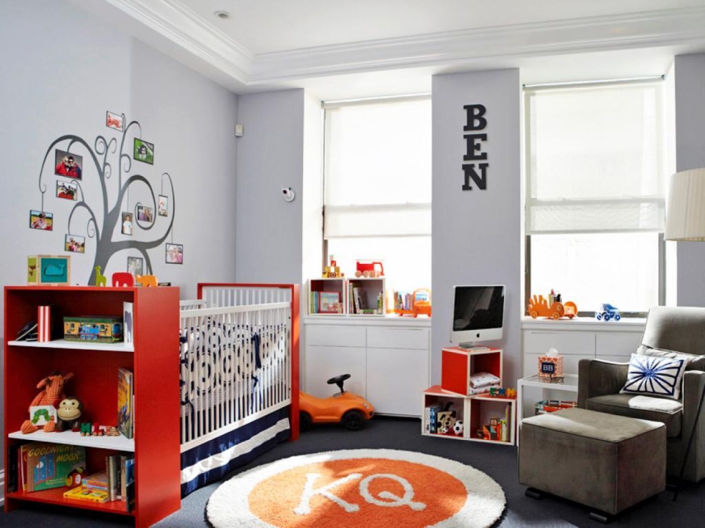 White walls and ceiling in a children's room