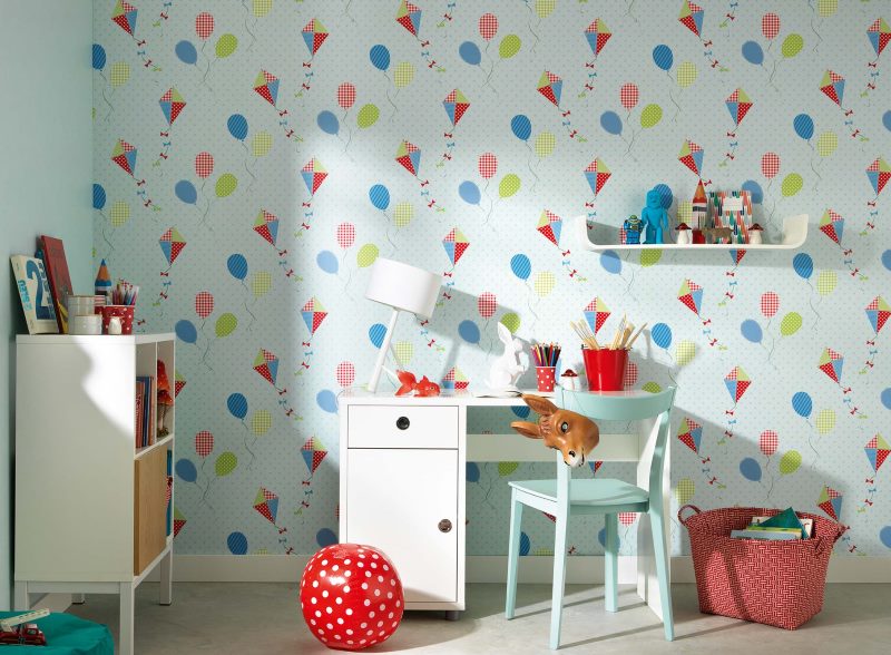 Paper wallpaper on the wall of a children's room