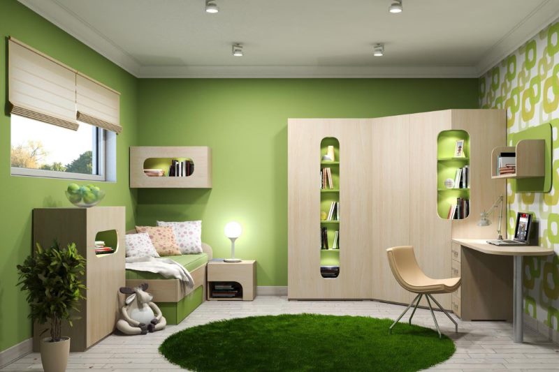 Organization of artificial lighting in a children's room