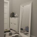 Gương sàn với khung màu trắng trong nội thất hành lang