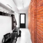Red brick in the design of an elongated corridor