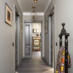 Interior of a narrow corridor in pastel colors