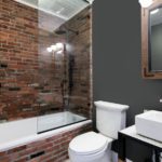 Red brick in the bathroom