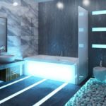 Design d'intérieur de salle de bain de style futuriste