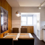 Kitchen wall decoration with wood paneling