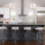 Grijze kleur in het ontwerp van de keuken van een landhuis