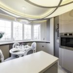 Originally designed kitchen with a convex ceiling