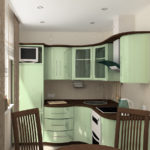 A barna és a világos zöld kombinációja a konyha dekorációjában