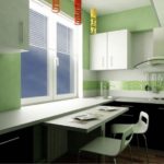 Kombinácia bielej, zelenej a čiernej v kuchyni