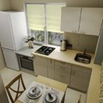 Интериор на малка кухня в пастелни цветове