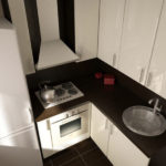 Perabot dapur dengan countertop hitam