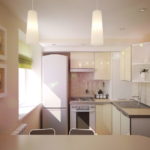 Interiorul bucătăriei în culoare crem