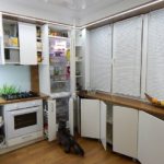 Built-in fridge in a small kitchen