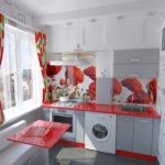 Mutfak alanının tasarımında kırmızı renk
