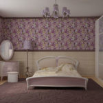 Dark lilac carpet on the bedroom floor