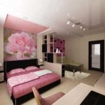 Pink color in the interior of the room