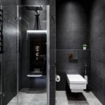 Σχεδιασμός μπάνιου σε σκούρο χρώμα