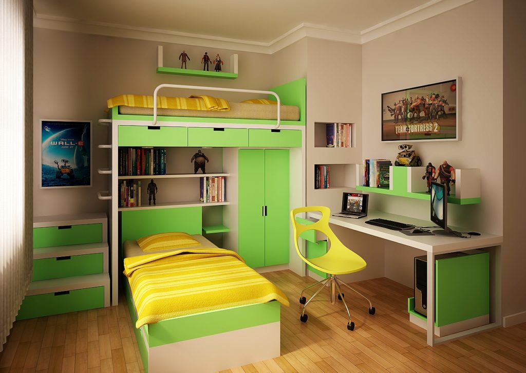Modern furniture in a nursery for two sons