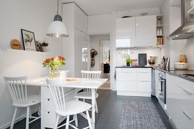 White kitchen with L-shaped layout