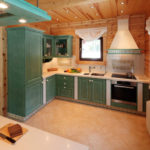 Fából készült ház konyha belső