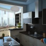 Įdomus modernios virtuvės interjeras padidinus erdvę