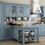 Yapay yaşlı Provence mavi mutfak