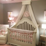 Wooden crib for the baby in the children's room