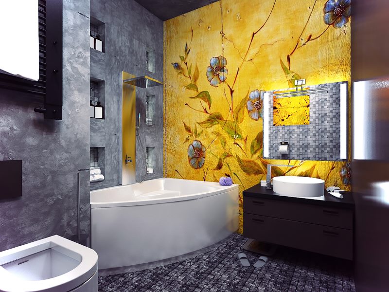 Décoration de salle de bain aux couleurs contrastées