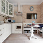 Brick walls in the design of the kitchen