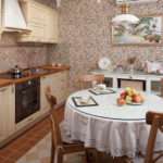 Dining table in the country style kitchen