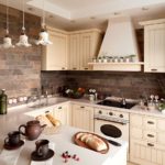 Facing the walls of the kitchen with natural stone