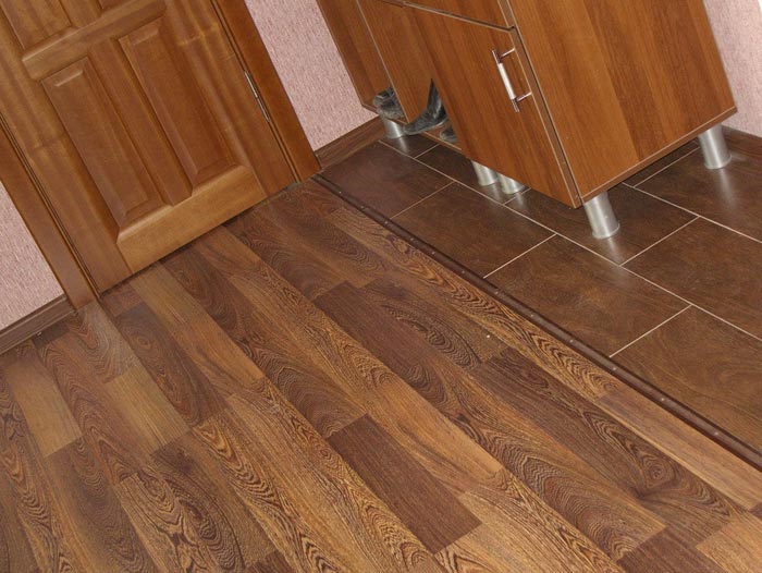 Laminate flooring in the entrance hall of a city apartment
