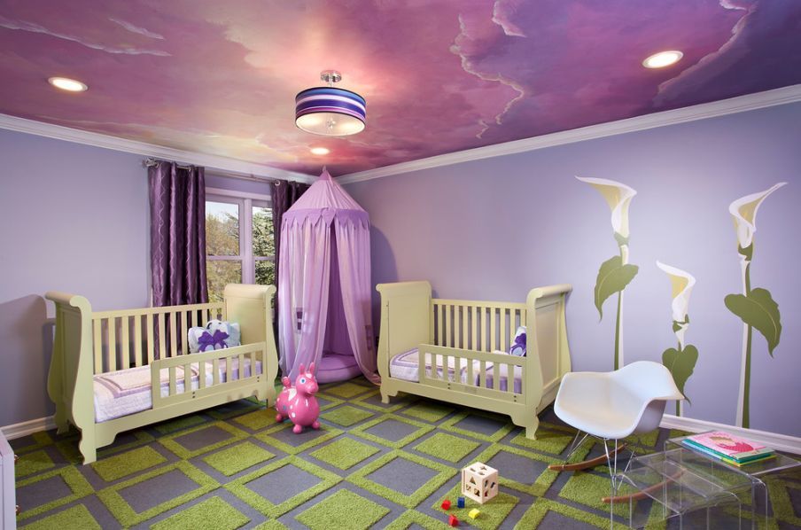 Spanplafond in een kinderkamer