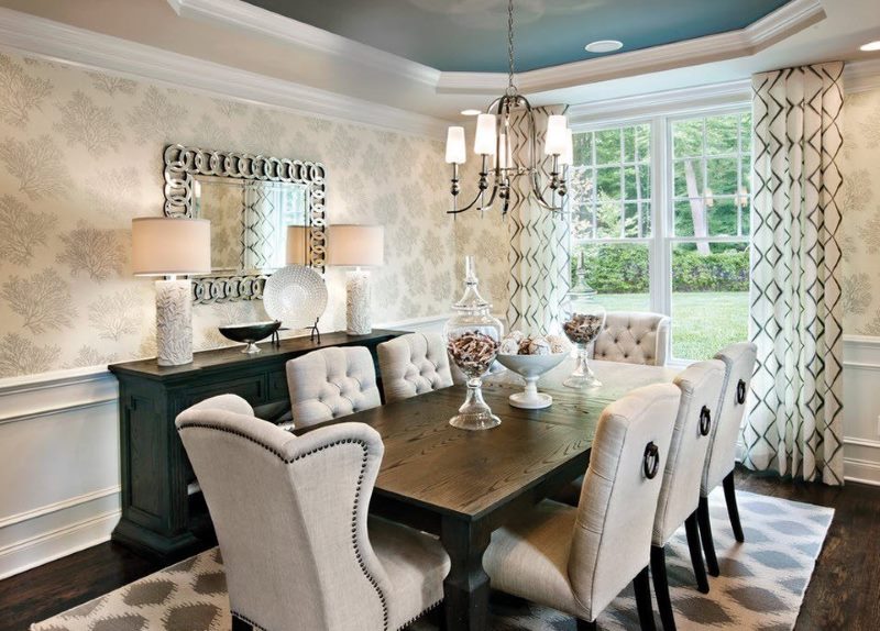 The design of the dining area in the kitchen of a private house