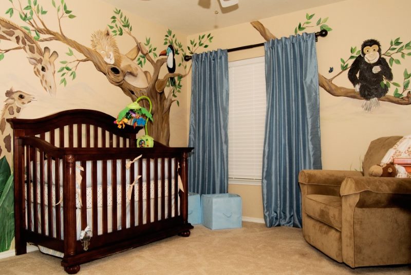 Crib for baby in the nursery
