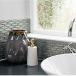 Cladding wet areas with glass mosaic