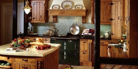 ห้องครัวที่เรียบง่ายและรอบคอบทำจากวัสดุธรรมชาติ