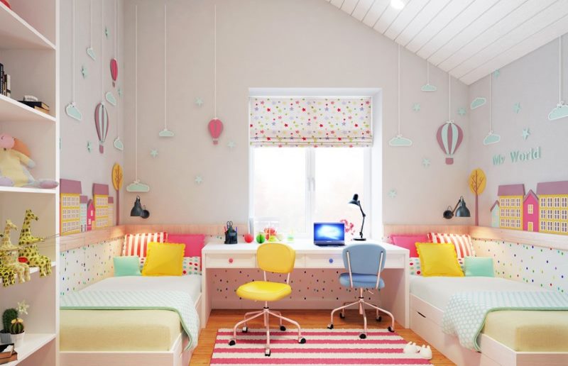 Habitación rosa para niños