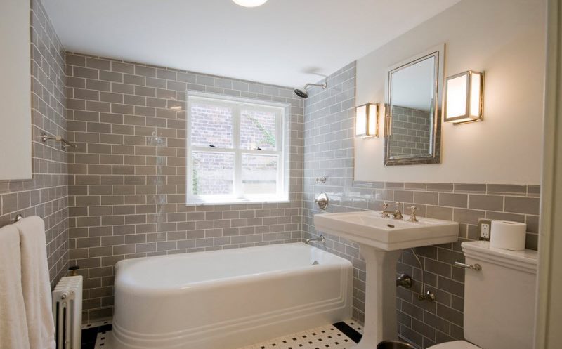 Gray color in the design of the bathroom