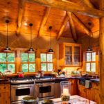 Elegáns konyha öko stílusban egy fából készült házban