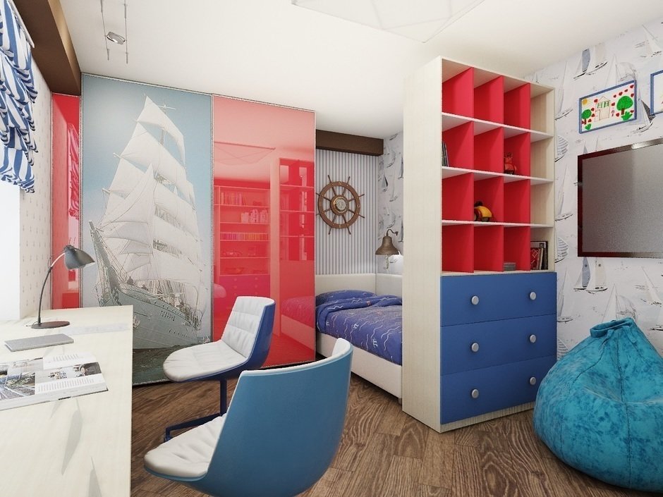 Design della camera per bambini a tema nautico
