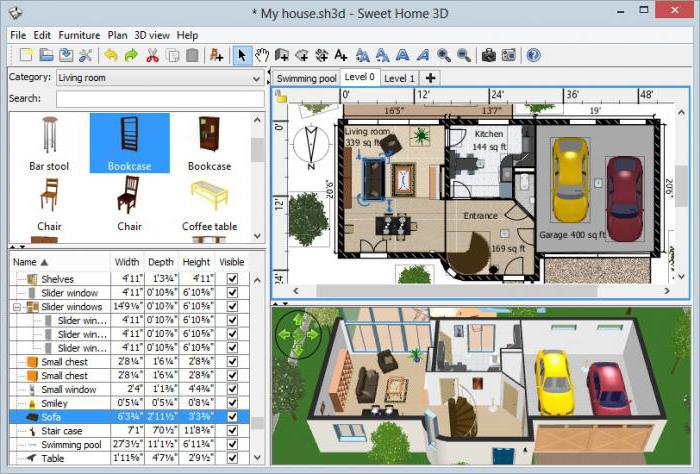 „Sweet Home 3D“ ekrano kopija