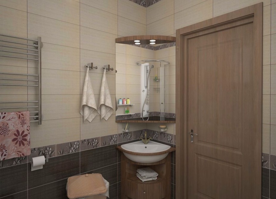 Lavabo d'angle dans une salle de bain moderne