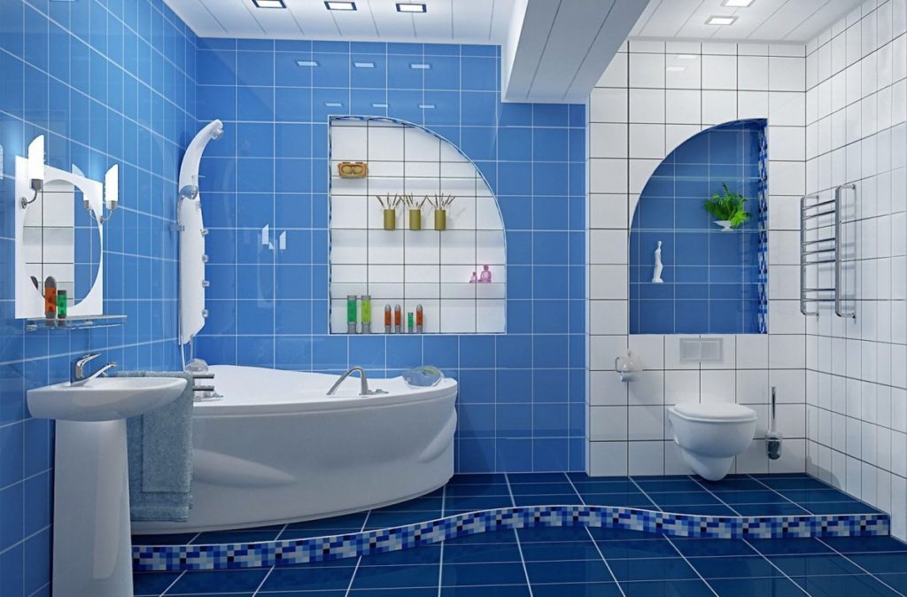 Design av ett modernt badrum i marin stil