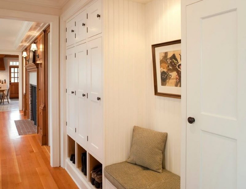 Built-in closet in a narrow hallway