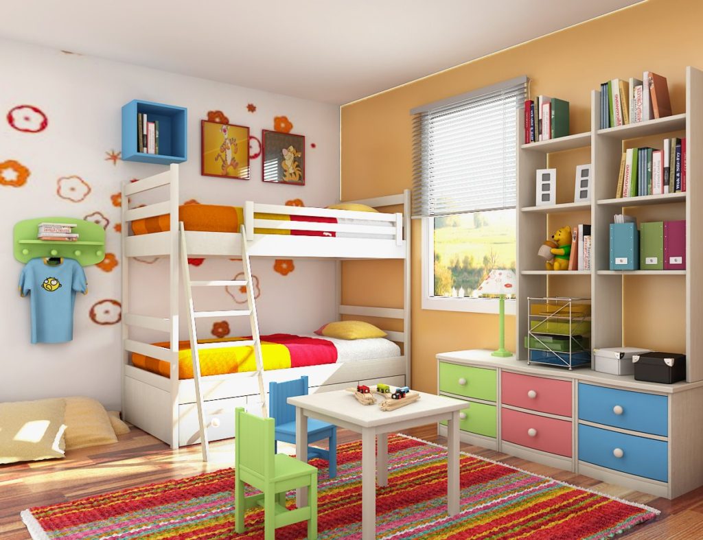 Emeletes ágy egy gyermek hálószobában