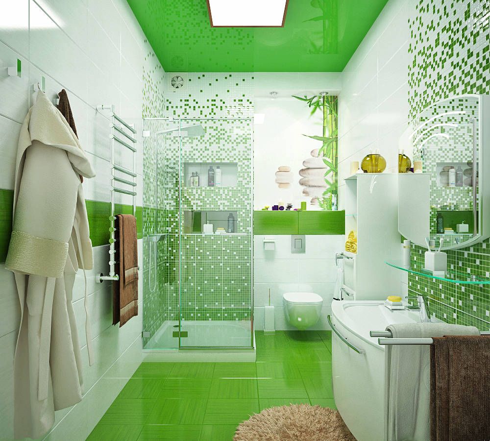 Yeşil banyo dekorasyonu